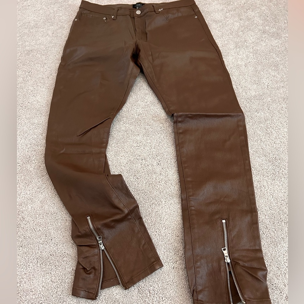 Brown leather /denim pants from forever 21